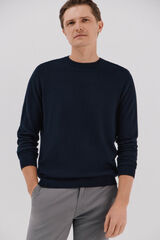 Cortefiel Jersey algodón cashmere cuello caja Azul marino