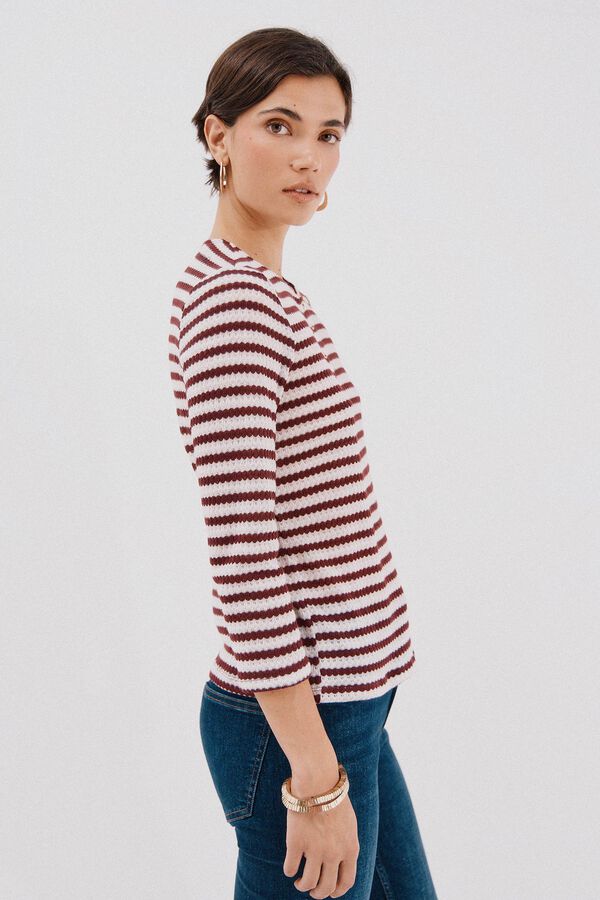 Cortefiel Top estructura rayas Vino