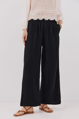 Cortefiel Pantalón fluido ancho Negro