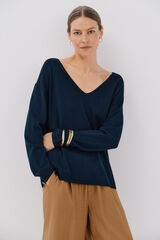 Cortefiel Suéter escote pico Azul marino