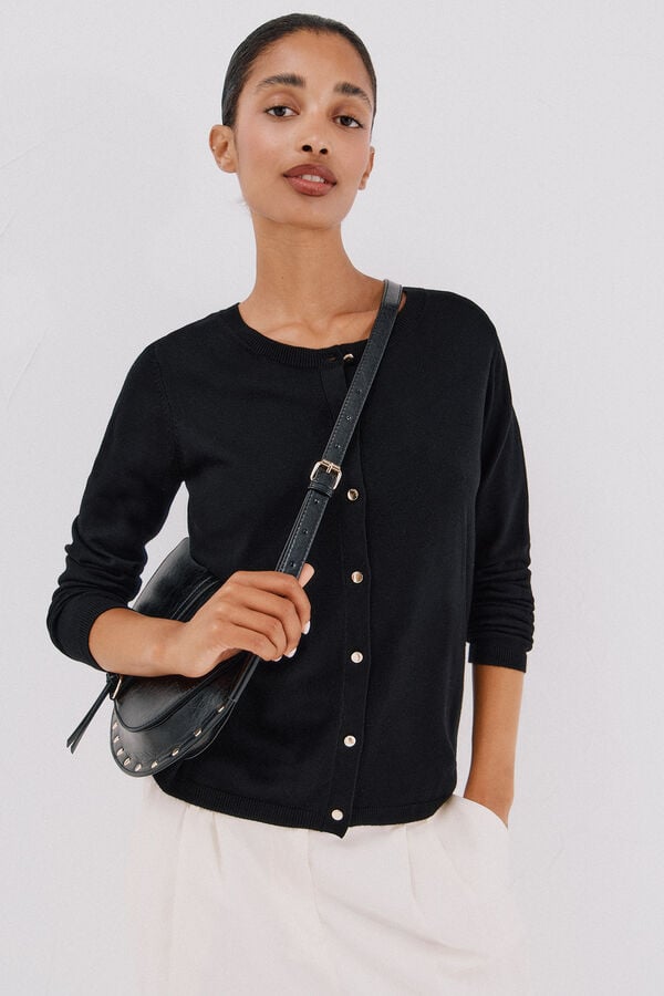 Cortefiel Su&eacute;ter de tejido fino Negro