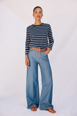 Cortefiel Playera básica botones dorados Estampado azul