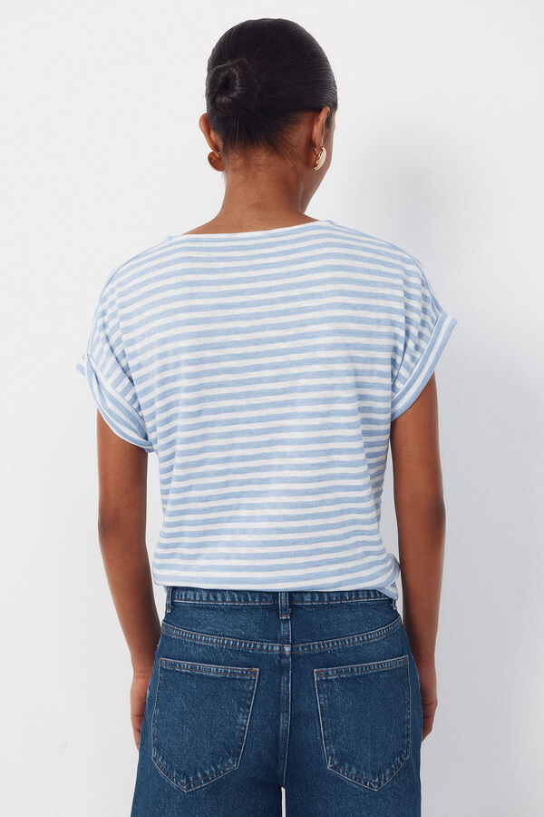Cortefiel Playera de rayas Azul