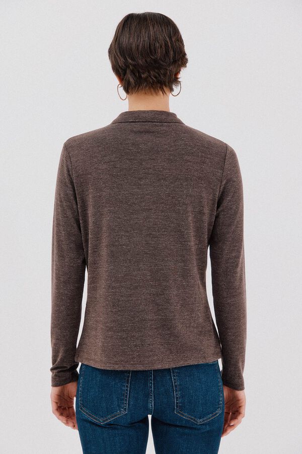 Cortefiel Camisa elástica botones Marrón oscuro