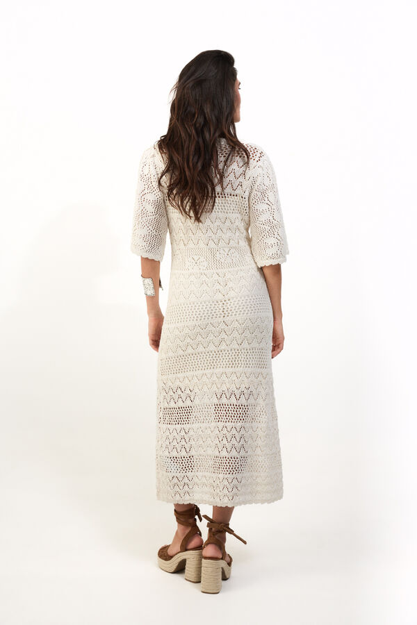 Slowlove Vestido punto calado Marfil