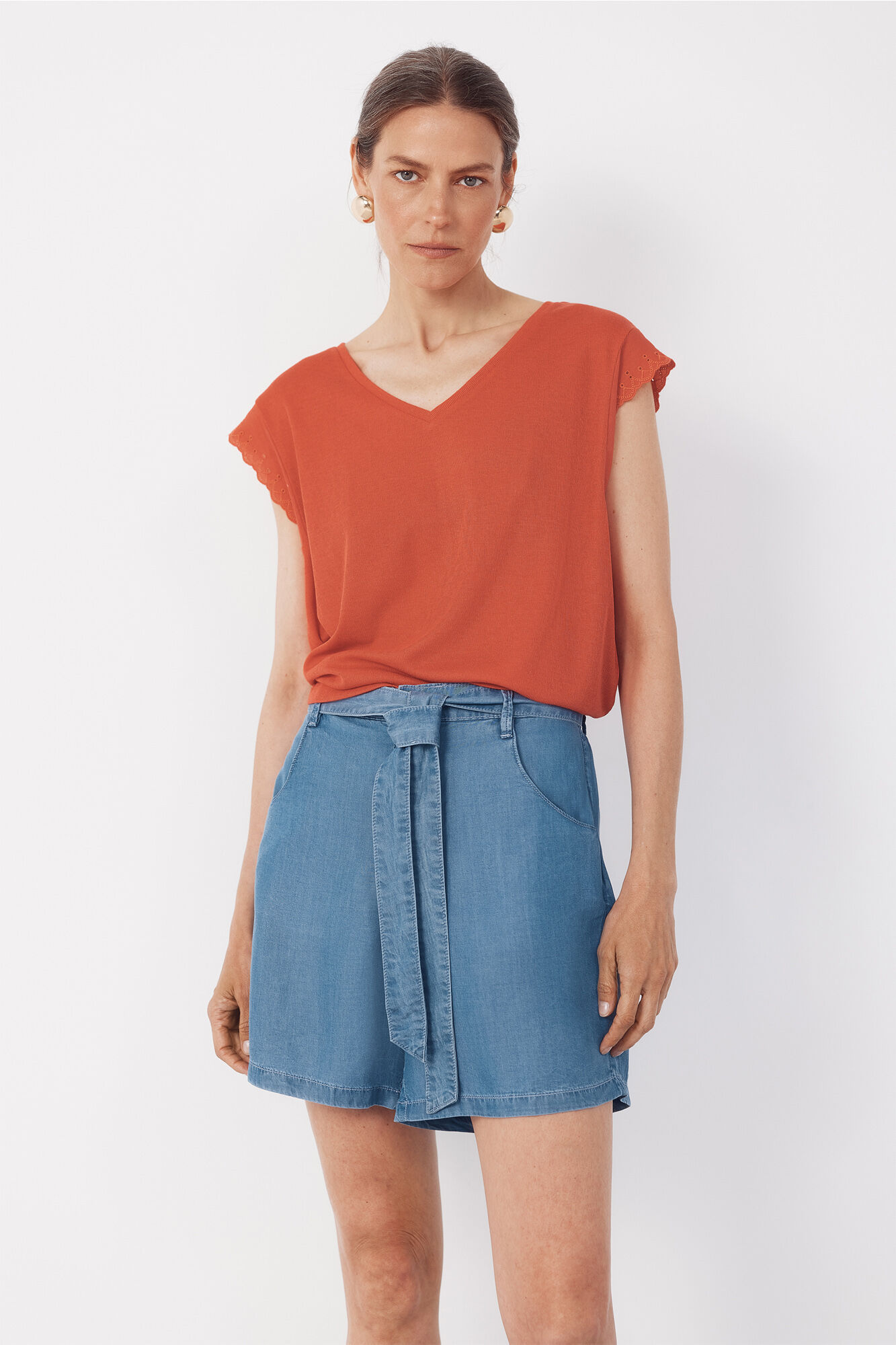 Cortefiel Bermudas fluidas de tencel