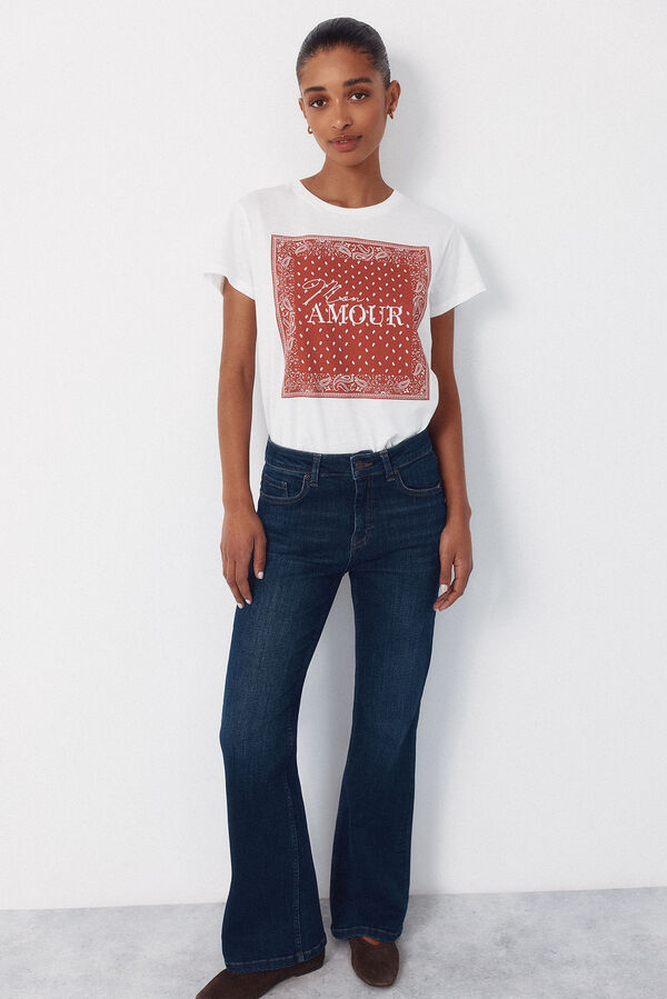 Cortefiel Camiseta estampado posicional Estampado rojo