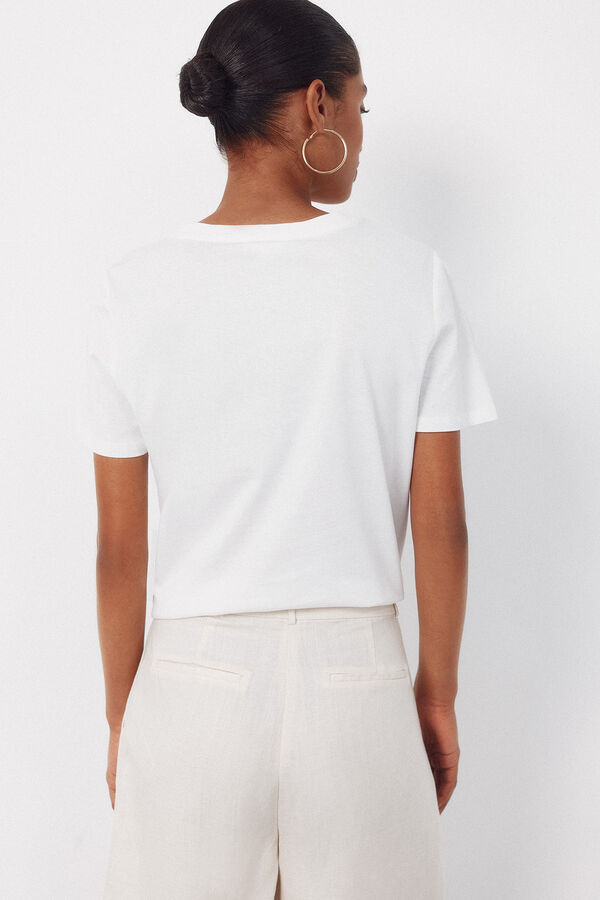 Cortefiel Playera con bordado posicional Estampado blanco