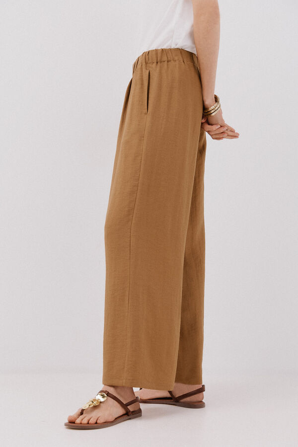 Cortefiel Pantalón fluido ancho Kaki