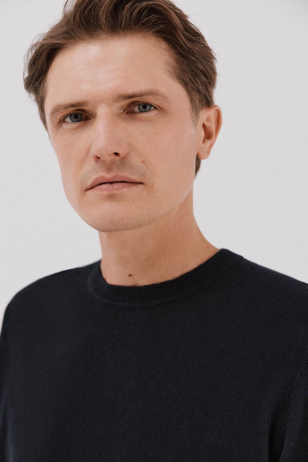 Cortefiel Jersey algodón cashmere cuello caja Negro