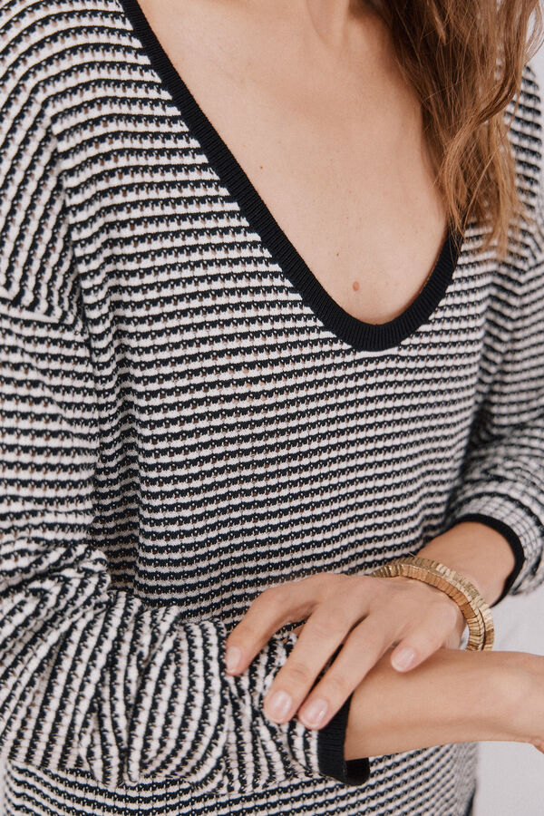 Cortefiel Suéter tejido bicolor Negro