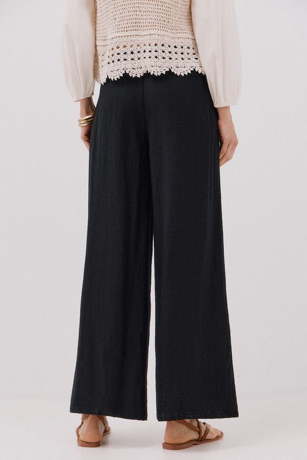 Cortefiel Pantalón fluido ancho Negro