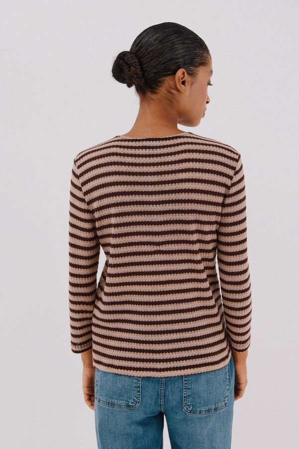 Cortefiel Top estructura rayas Marrón oscuro