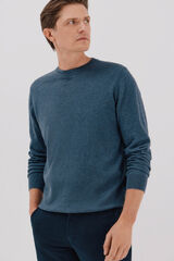 Cortefiel Jersey algodón cashmere cuello caja Azul oscuro