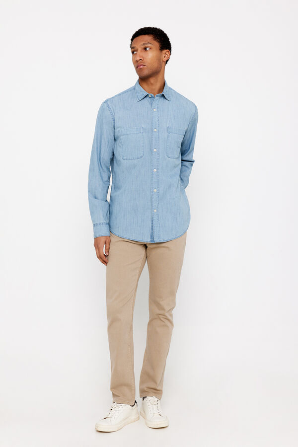 Cortefiel Camisa denim utility Azul