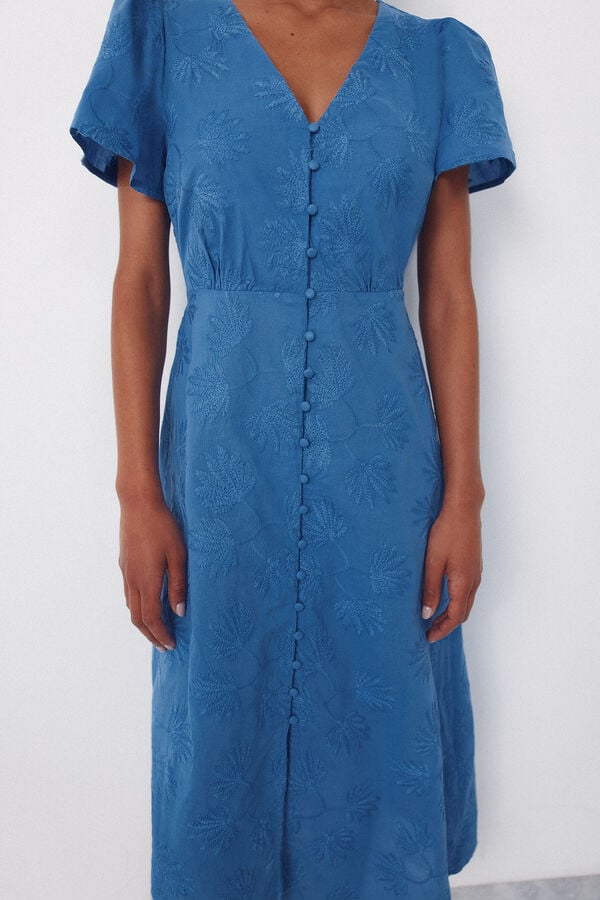 Cortefiel Vestido bordado Azul