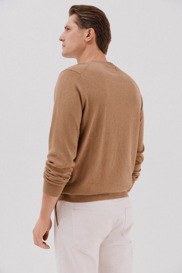 Cortefiel Jersey algodón cashmere cuello caja Beige