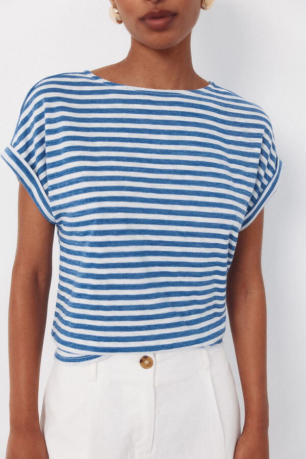 Cortefiel Playera de rayas Azul