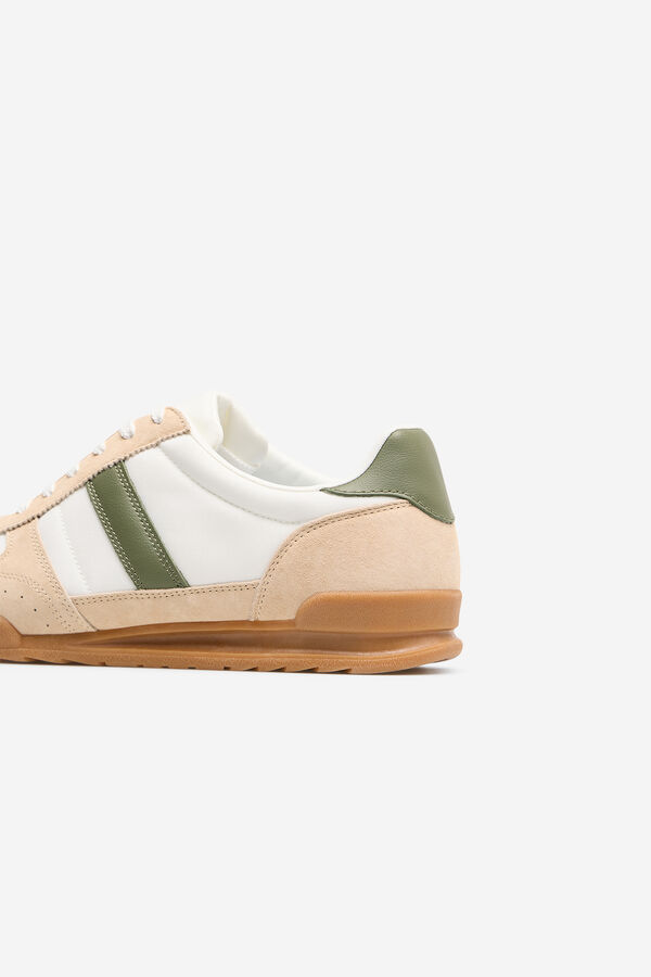 Cortefiel Zapatilla piel y textil Blanco