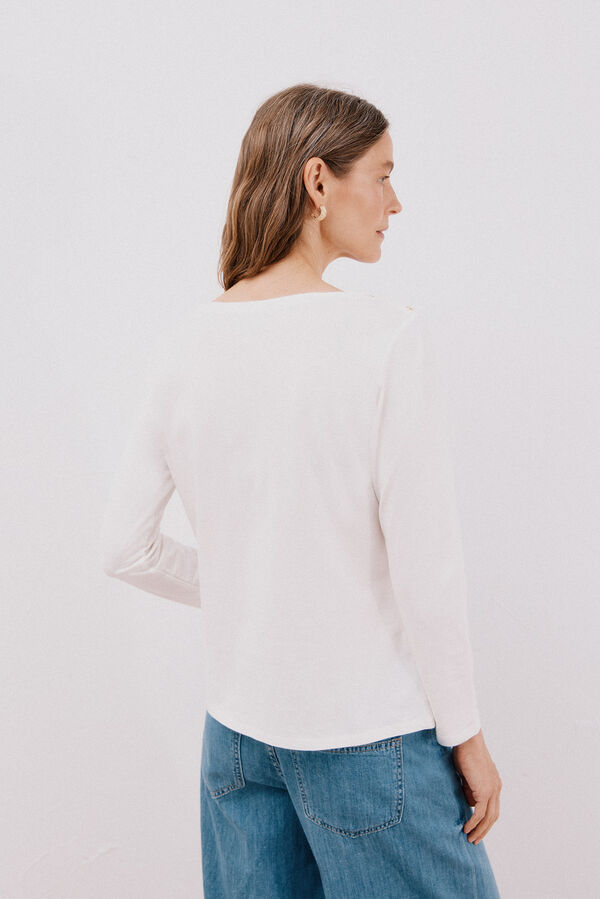 Cortefiel Playera barco botones Blanco