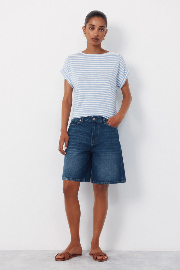 Cortefiel Playera de rayas Azul