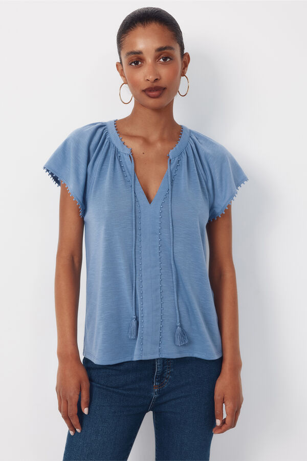 Cortefiel Playera fluida con pasamaner&iacute;a Azul