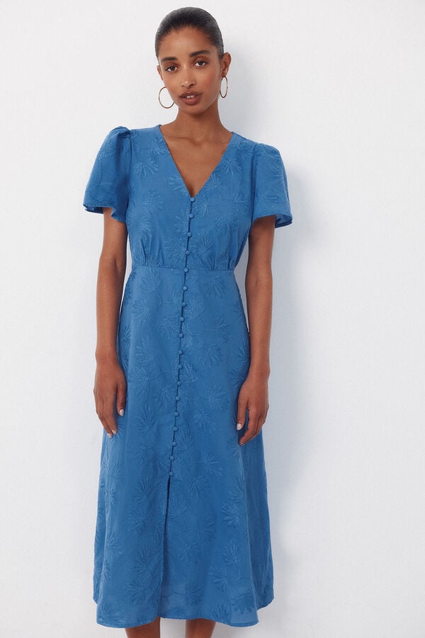 Cortefiel Vestido bordado Azul