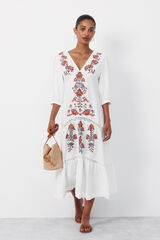 Cortefiel Vestido largo estampado Estampado blanco
