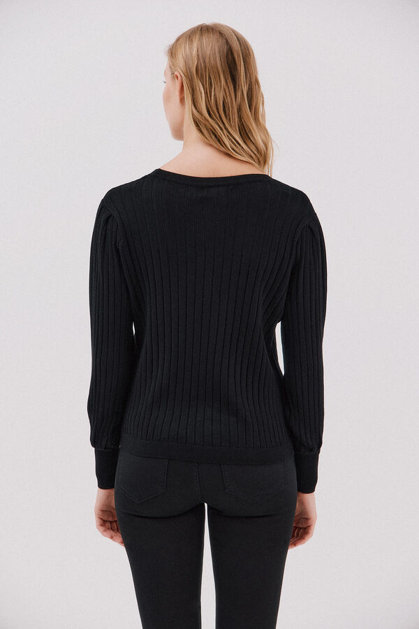 Cortefiel Jersey pico botones Negro