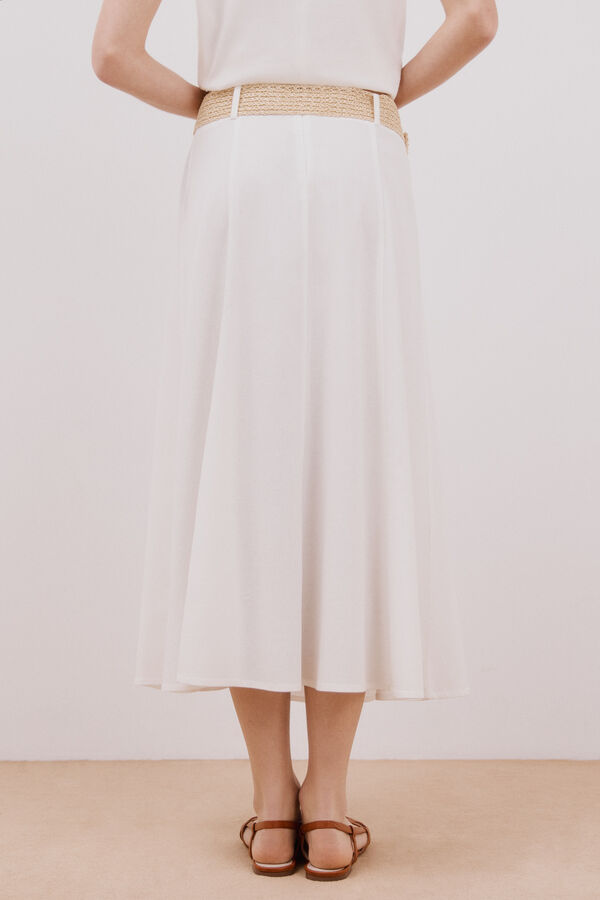 Cortefiel Falda midi capa Blanco