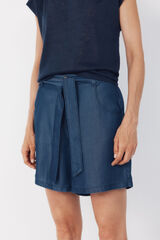 Cortefiel Bermudas fluidas de tencel Azul oscuro
