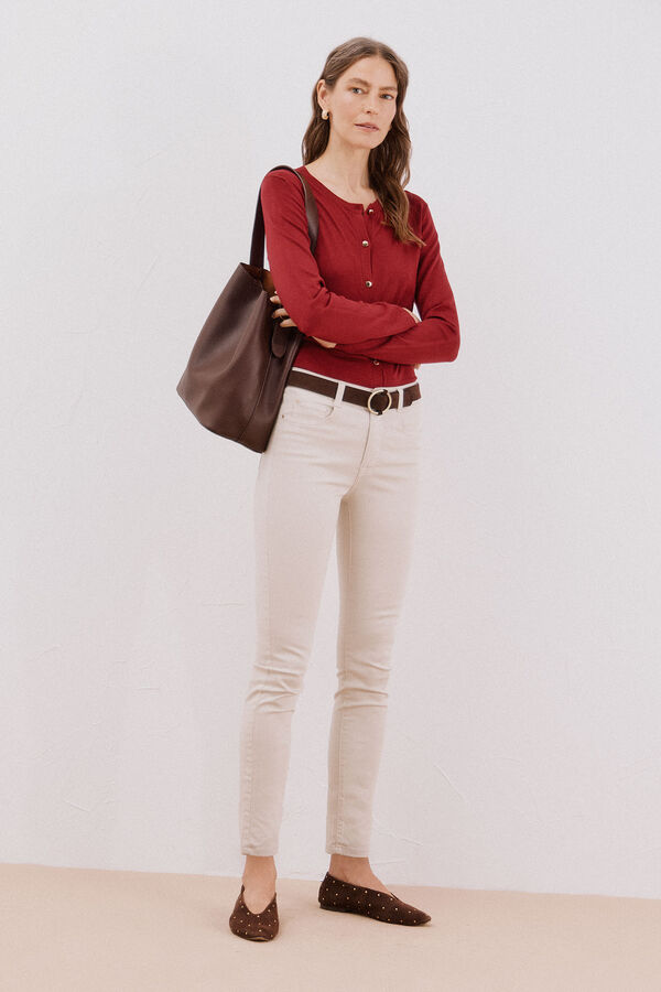 Cortefiel Su&eacute;ter de tejido fino Granate