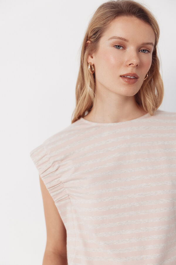 Cortefiel Playera con frunce en la sisa Rosa