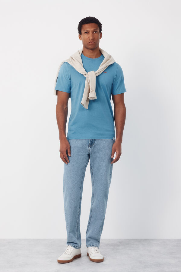 Cortefiel Camiseta bordado Azul