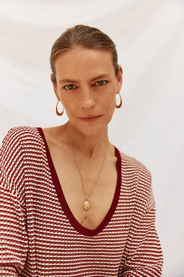 Cortefiel Suéter tejido bicolor Granate