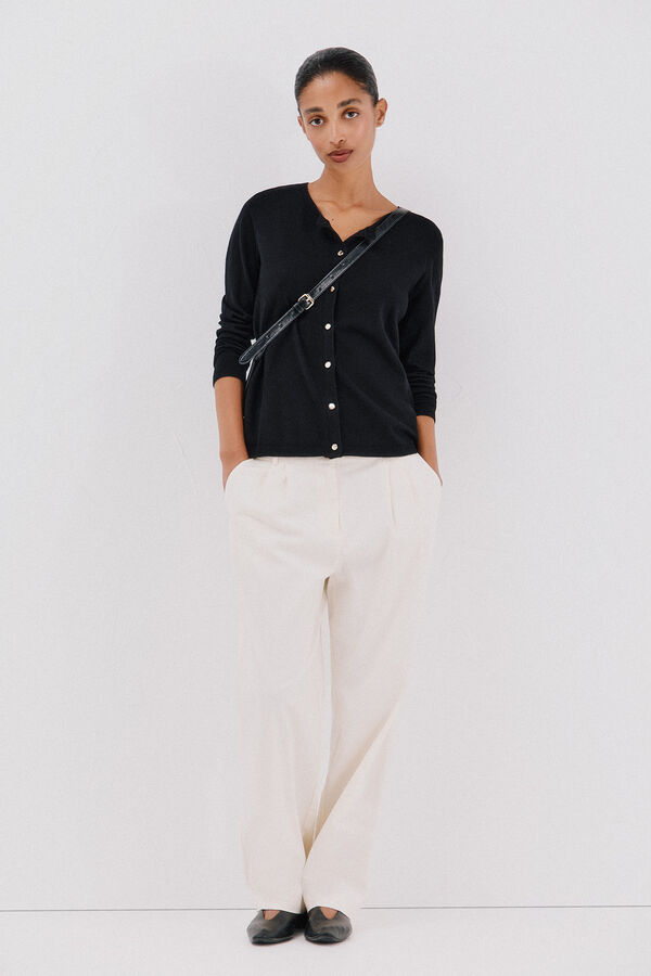 Cortefiel Su&eacute;ter de tejido fino Negro