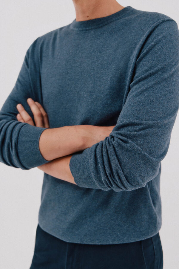 Cortefiel Jersey algodón cashmere cuello caja Azul oscuro