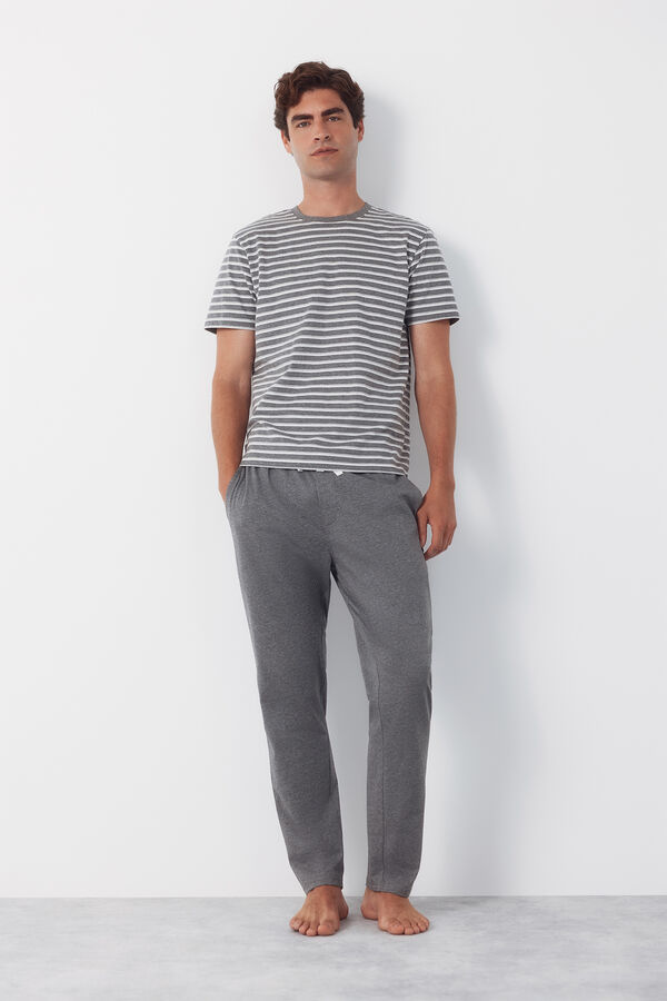Cortefiel Set de pijama punto Gris