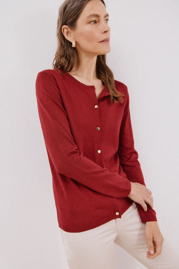 Cortefiel Su&eacute;ter de tejido fino Granate