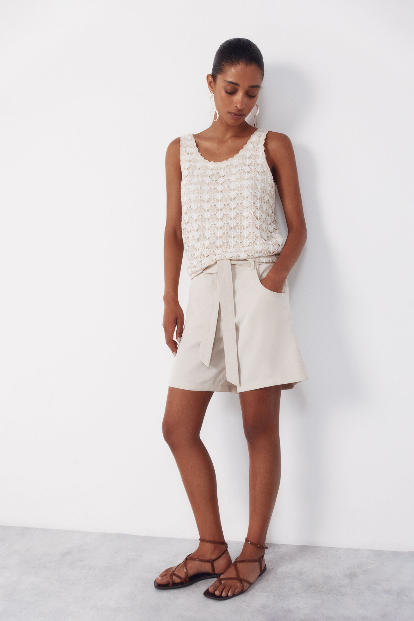Cortefiel Bermudas fluidas de tencel