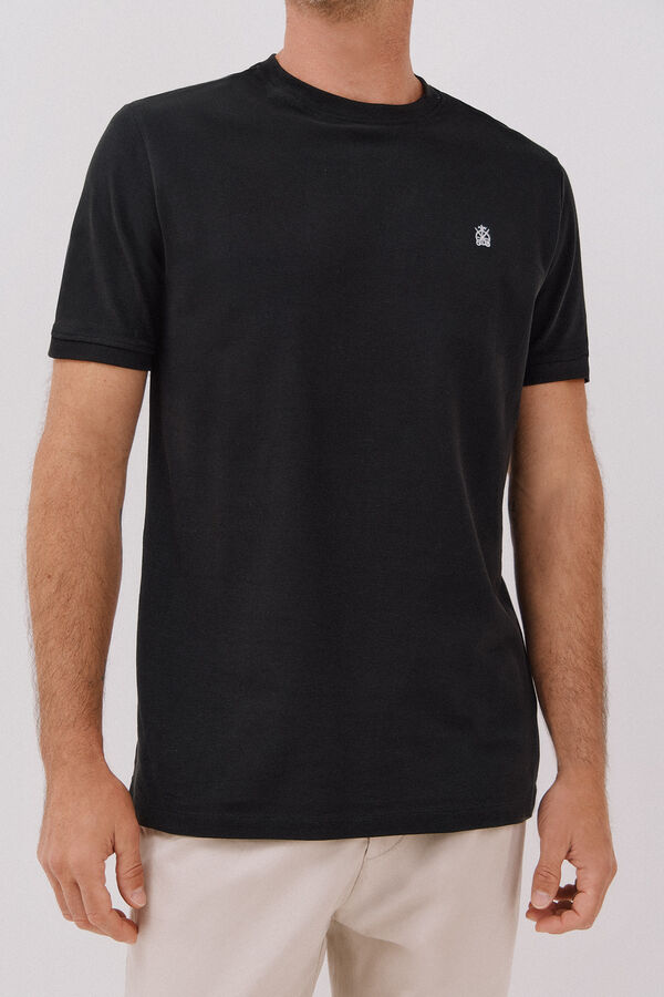 Cortefiel Playera básica piqué Negro