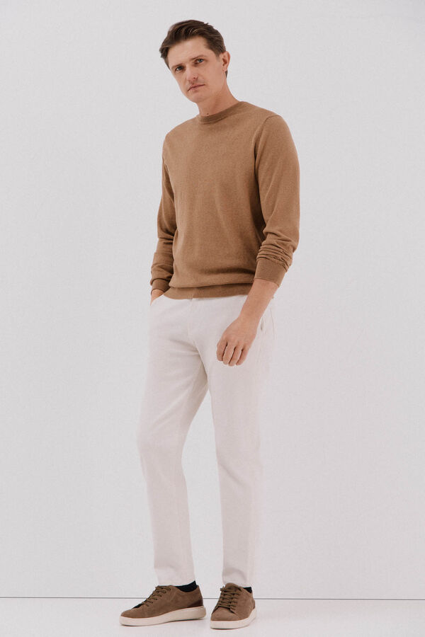 Cortefiel Jersey algodón cashmere cuello caja Beige