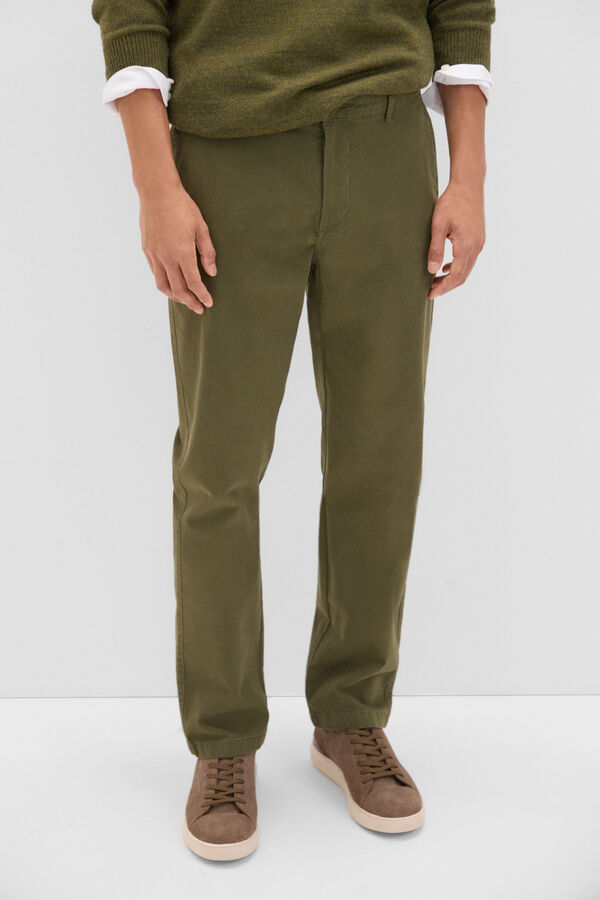 Cortefiel Pantalón chino regular fit Verde