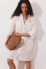 Cortefiel Caft&aacute;n camisero lurex Marfil