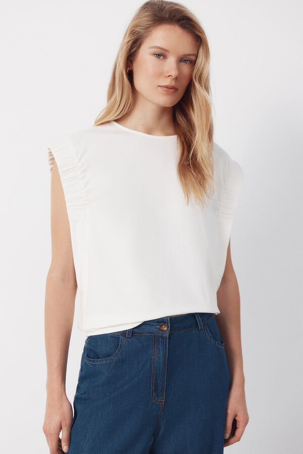 Cortefiel Playera con frunce en la sisa Blanco