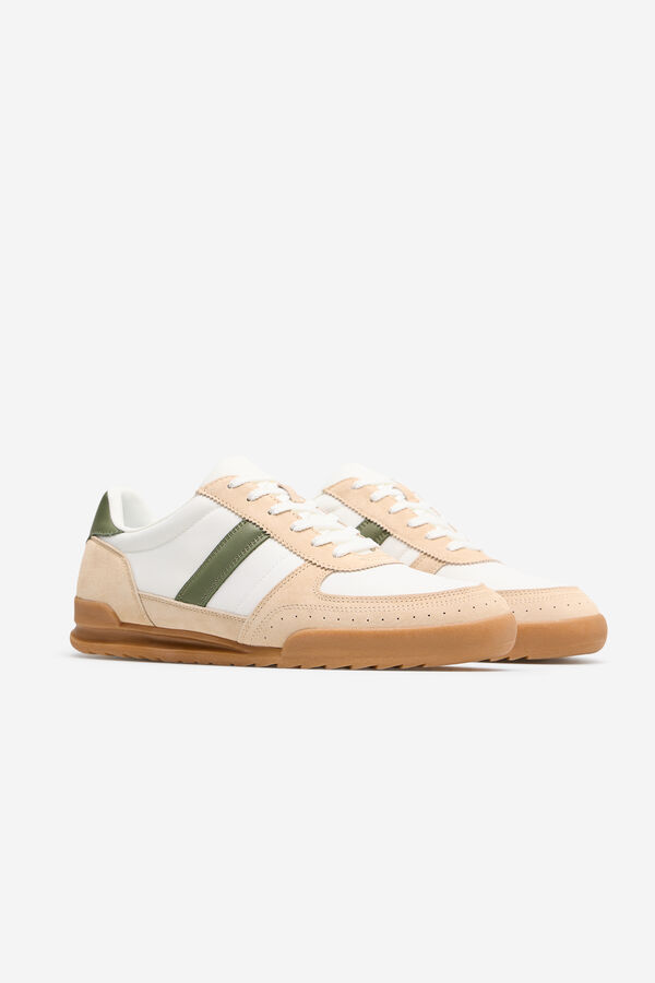 Cortefiel Zapatilla piel y textil Blanco