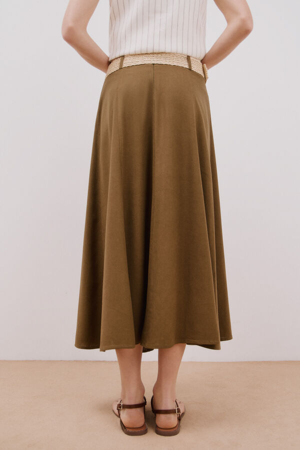 Cortefiel Falda midi capa Kaki