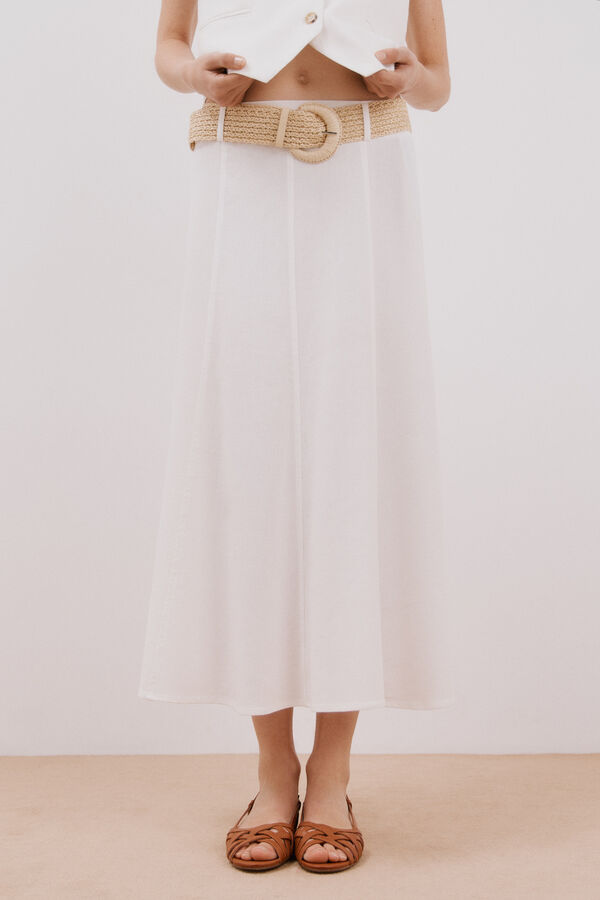 Cortefiel Falda midi capa Blanco