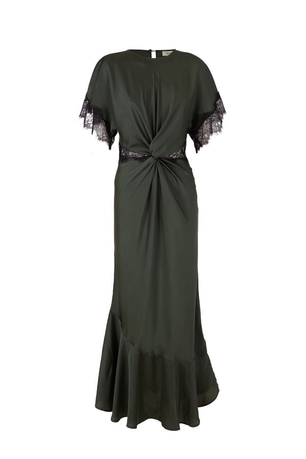 Slowlove Vestido satinado Verde oscuro