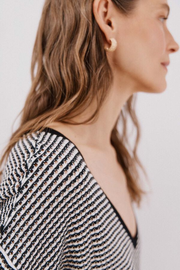 Cortefiel Suéter tejido bicolor Negro